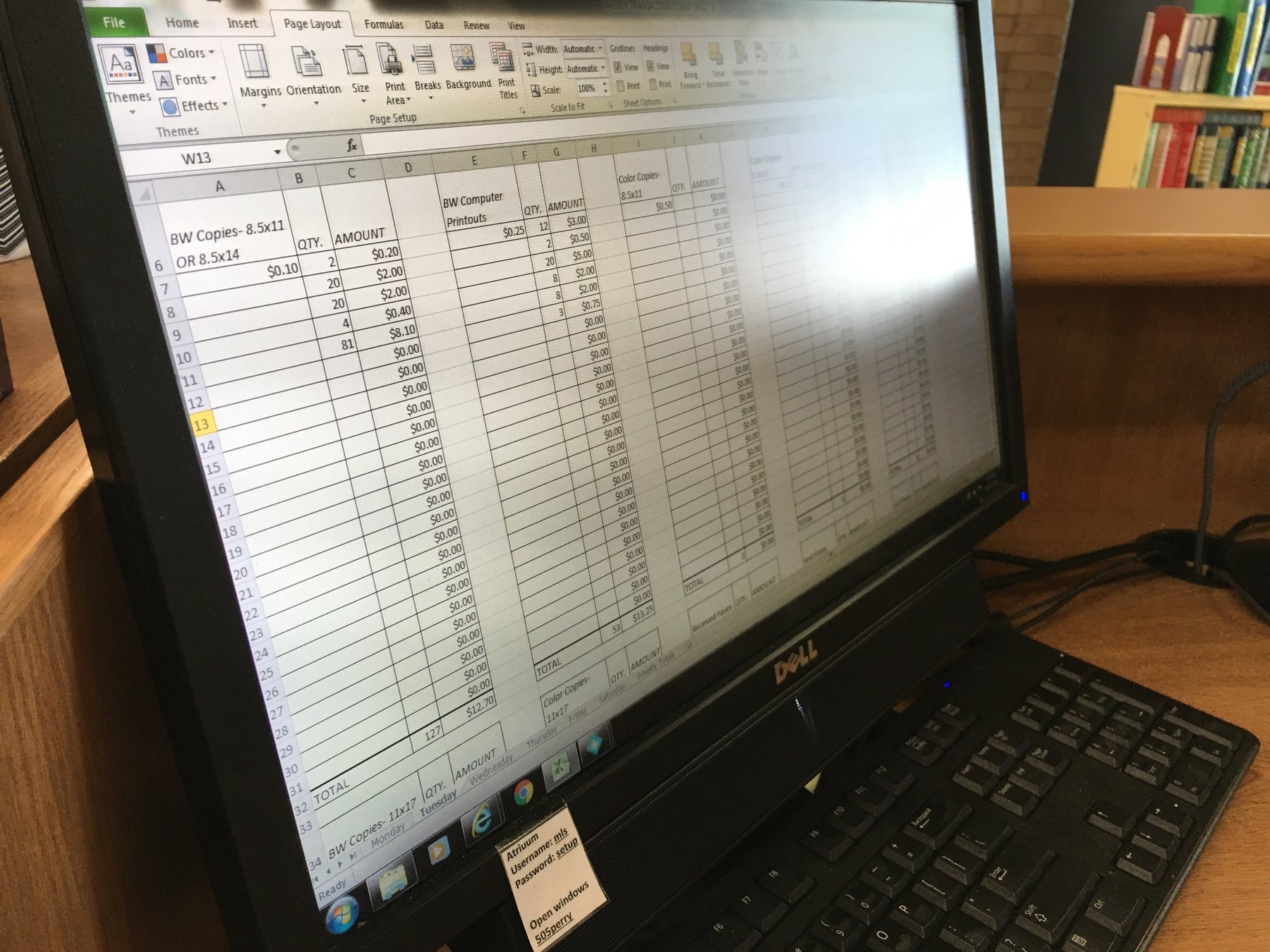 Spreadsheet used for practical information handling